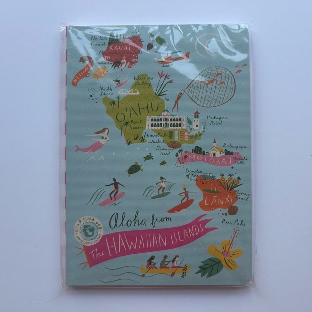 Spartina 449 Greetings From Collection Ruled Map Notebook 5x7 Hawaiian Islands